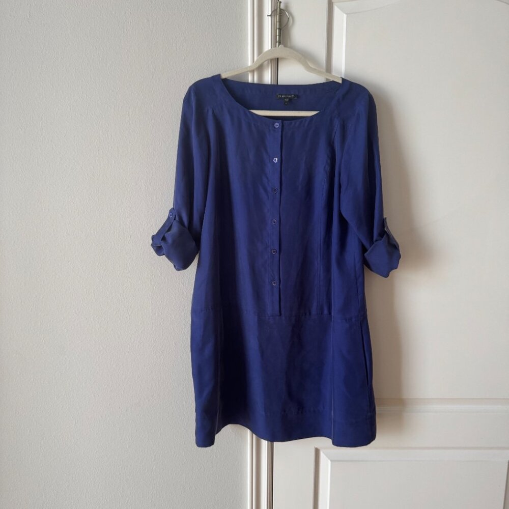 Eileen Fisher 100% Silk Royal Blue Tunic Size S
